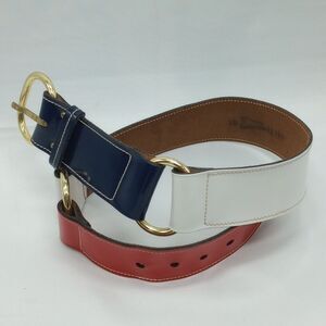 Vintage Handmade Red White and Blue Leather Calderon Belt